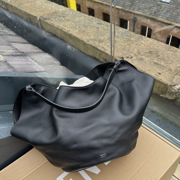 ** KHAITE ** Lotus Medium Soft Leather Tote Bag in Black - Picture 3 of 5